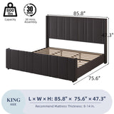 King Size Bed Frame and Headboard, Modern Velvet Upholstered Bed Frame with Vertical Channel Tufted Headboard & Footboard, Soft Bed Frame King, Noise Free, No Box Spring Needed, Easy Assembly, Grey HOMBCK