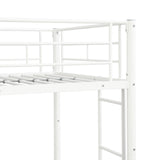 AEMSOFK Twin Over Twin Metal Bunk Bed with Trundle,Can be Divided Into Two Bed with Ladder & Guard Rail for Adults,No Box Spring Needed, Noise Free (White) AEMSOFK