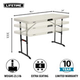 LIFETIME 80387 4-Foot Commercial Adjustable Folding Table, Almond Lifetime