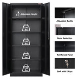 BESFUR Metal Storage Cabinet 71-inch Tall, Large Garage Locker with Adjustable Shelves & Locking Doors, Steel File Cabinet for Office, Pantry, Home (Black) BESFUR