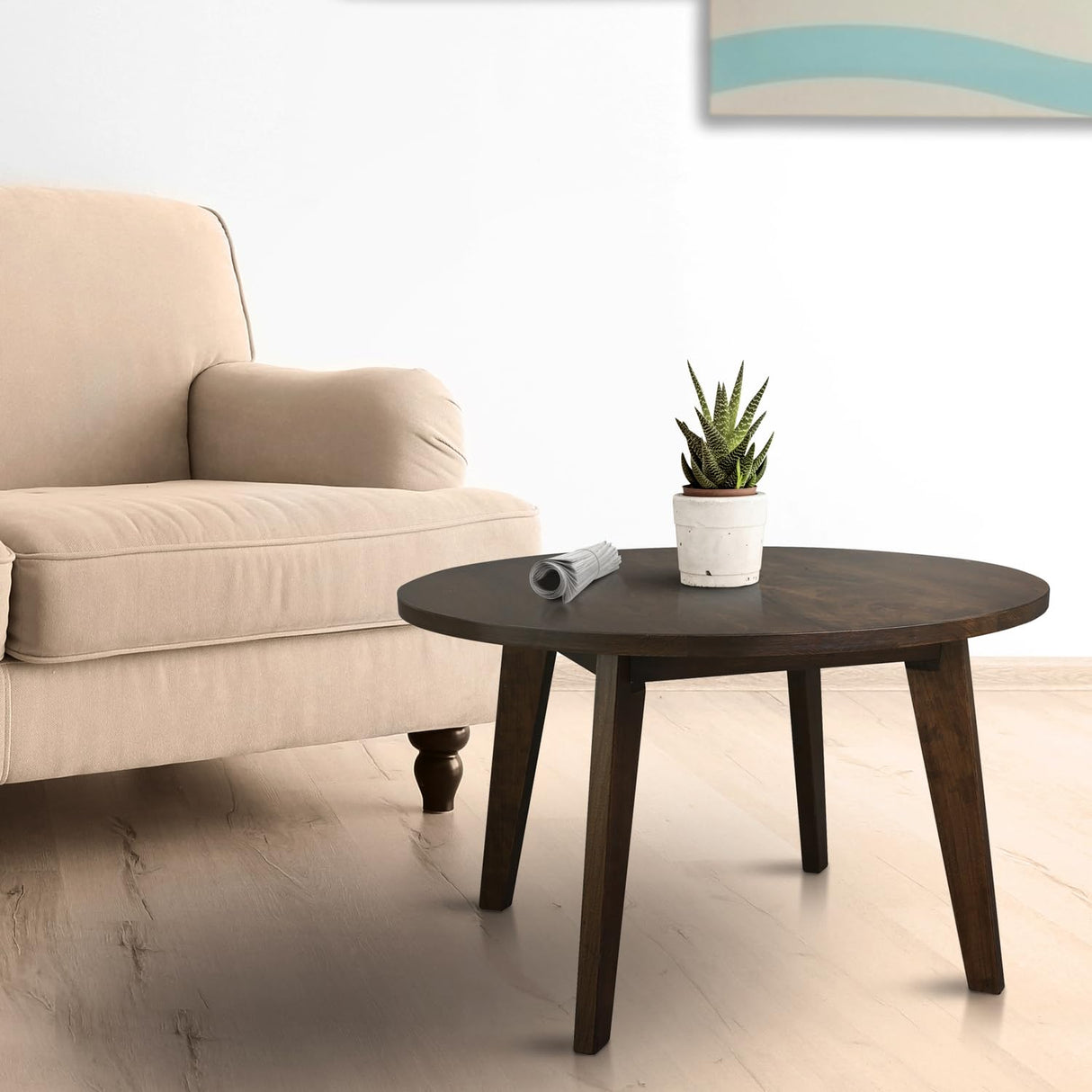 American Trails 100% Hardwood Round Mid-century Modern Living Room Farmhouse Easy Assembly Table, 24" W x 24" D x 16.75" H, Antique Cherry American Trails