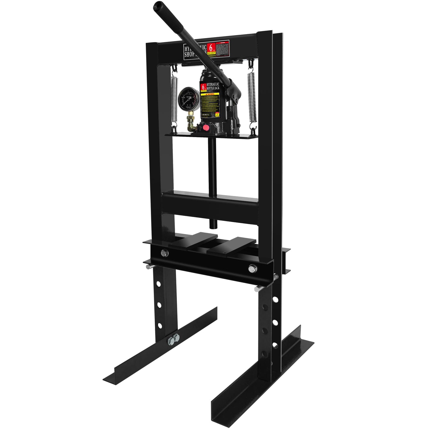 Dithoko Hydraulic Shop Press, 6 Ton H-Frame Garage Floor Mount Press with Adjustable Working Table and Pressure Gauge, Garage Floor Adjustable Shop Press to Bend, Straighten or Press Parts (B - WoodArtSupply