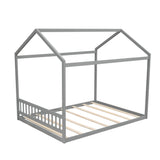 Bellemave Gray Wooden Queen Size Montessori House Bed Frame for Kids Bellemave