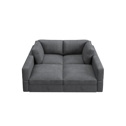 HONBAY Modular Sectional Couches with Storage Corduroy Sectional Sleeper Sofa Modular Sectional Couches for Living Room,Dark Grey