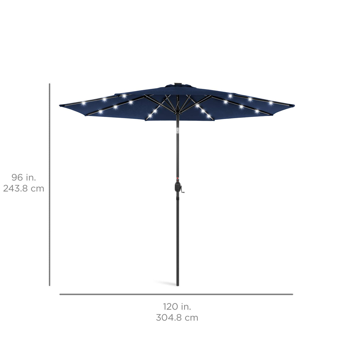 Best Choice Products 10ft Solar Polyester LED Lighted Patio Umbrella w/Tilt Adjustment and UV-Resistant Fabric - Navy Blue Best Choice Products