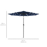 Best Choice Products 10ft Solar Polyester LED Lighted Patio Umbrella w/Tilt Adjustment and UV-Resistant Fabric - Navy Blue Best Choice Products