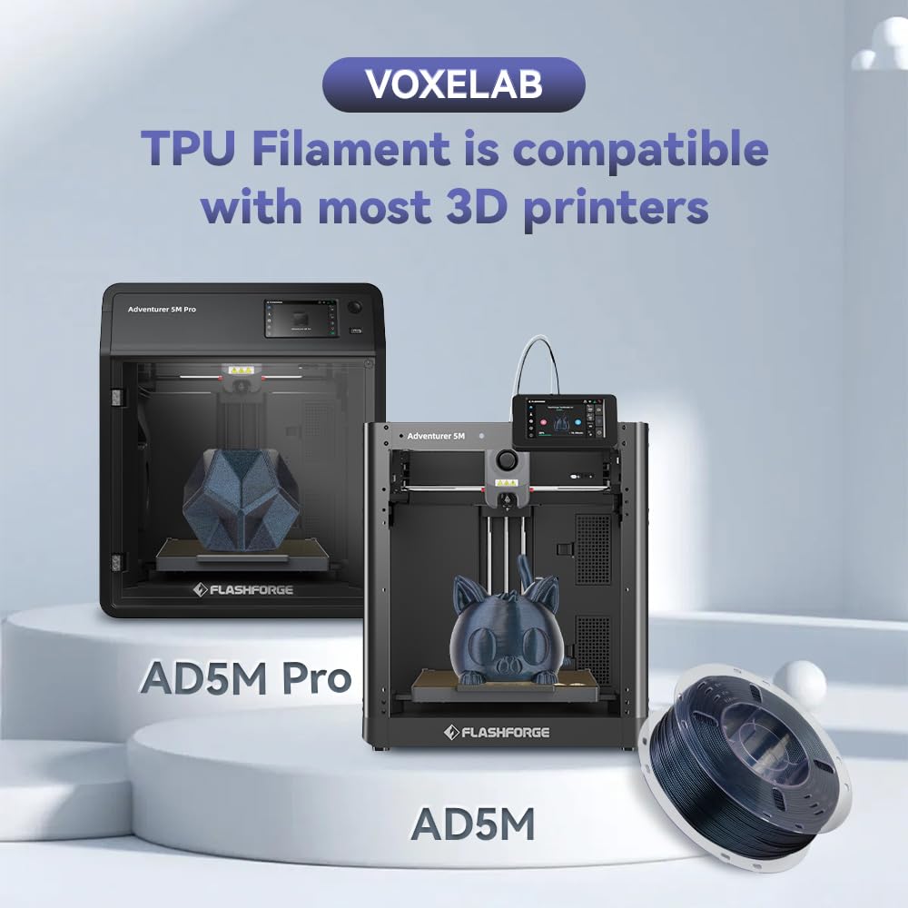 VOXELAB TPU Filament 1.75mm, Flexible & Durable 3D Printer Filament, Soft Elastic PLA TPU 95A, High Strength & Wear Resistant, 1KG Spool (2.2lbs), Burnt Titanium – from Flashforge Family Brand Voxelab