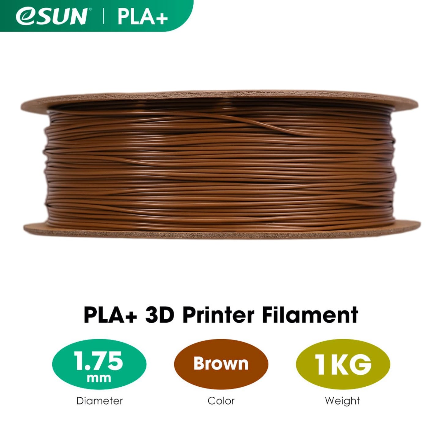 eSUN PLA+ Filament 1.75mm, 3D Printer Filament PLA Plus, Dimensional Accuracy +/- 0.03mm, 1KG Spool (2.2 LBS) 3D Printing Filament for 3D Printers, Brown - WoodArtSupply