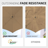 wikiwiki 7.5 FT Patio Umbrellas Outdoor Table Market Umbrella with Push Button Tilt/Crank, 6 Sturdy Ribs, Fade Resistant Waterproof POLYESTER DTY Canopy for Garden, Lawn, Deck, Backyard & Pool, Tan wikiwiki