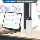 12 Pack Sublimation Tumblers Flat Edge Blanks Skinny Straight 20 oz, Stainless Steel Double Wall Insulated Sublimation Water Bottles with Portable Handle & Straw Lids for Heat Transfer, White YOUKE OLA