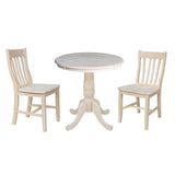 International Concepts 30" Round Top Pedestal Table - With 2 C08-61 Chairs, Unfinished IC International Concepts