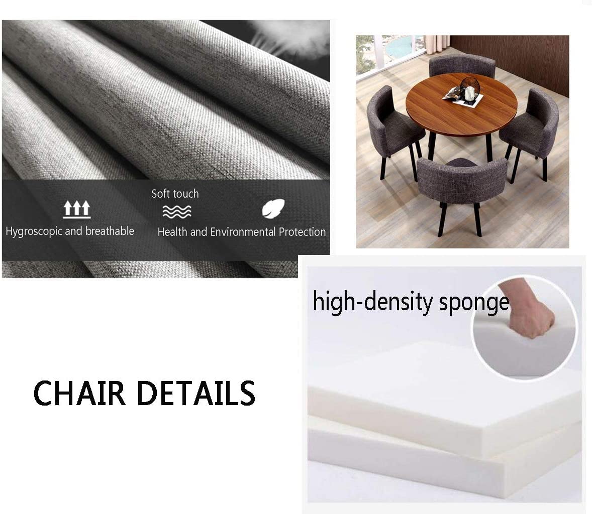 Office Table and Chair Set Conference Coffee Table 90cm Leisure Table and Chair Set Modern Home Living Room Balcony Wood Round Table Creative Lounge Cafe Break Room Office Business (Color : Grey) ( WoodArtSupply