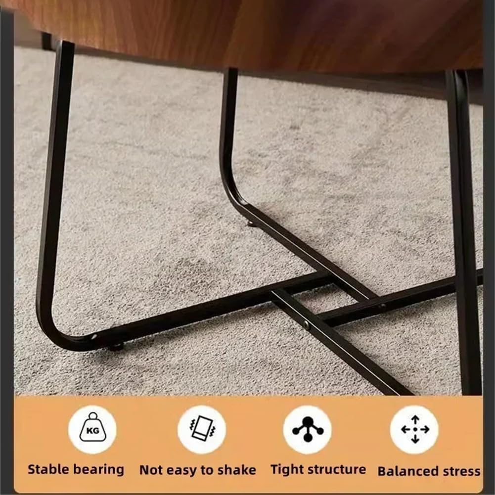 Nesting Coffee Table Set of 2, Round Center Table with Non Slip Feet Side,End Tables with Wood Grain Top for Living Room Office Wood Grain Brown,28 * 18in&20 * 15in MilleLoom