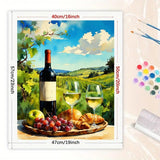 Wine and Food Paint by Numbers Kit for Adults - DIY Vineyard Picnic with Wine and Croissants Painting on Canvas 16x20 Inches, Acrylic Paint Set for Beginners, Art for Home Decoration or Gifts DecorFriday