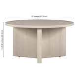 Henn&Hart 32" Wide Round Coffee Table in Alder White, for Home, Living Room, Bedroom, Entertainment Room, Office Henn&Hart
