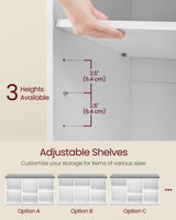 VASAGLE Shoe Bench with Cushion, Shoe Storage Bench with 6 Compartments and 3 Adjustable Shelves, Entryway Bench with 3 Storage Boxes, for Bedroom, Closet, Living Room, Cloud White ULSB101W14 VASAGLE