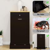 Bocarali Tilt Out Trash Cabinet, 10 Gallon Freestanding Wooden Kitchen Trash Recycling Sorter Cabinet with 2 Drawer, Tilt Out Trash Can Bin Garbage Laundry Cabinet for Living Room, Black Bocarali