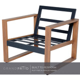 Grand patio Outdoor 4-Piece Modern Aluminum Patio Furniture Sets 5 Person Conversation Set, Faux Wood Grain Finish Frame Sofa with Removable Olefin Extra Thick Cushions and Coffee Table for Garden Grand patio