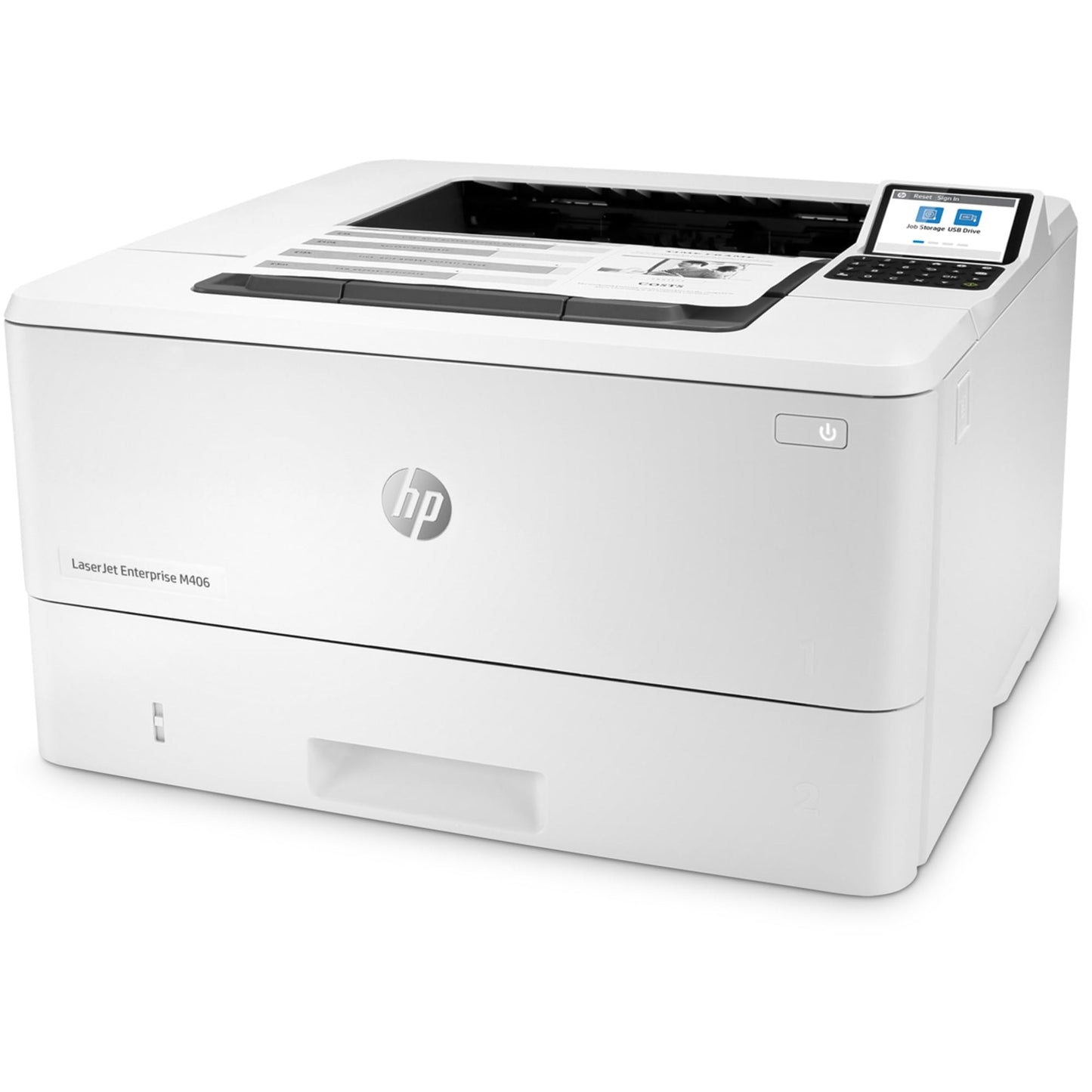 HP LaserJet Enterprise M406dn Monochrome Printer with built-in Ethernet & 2-sided printing (3PZ15A), white