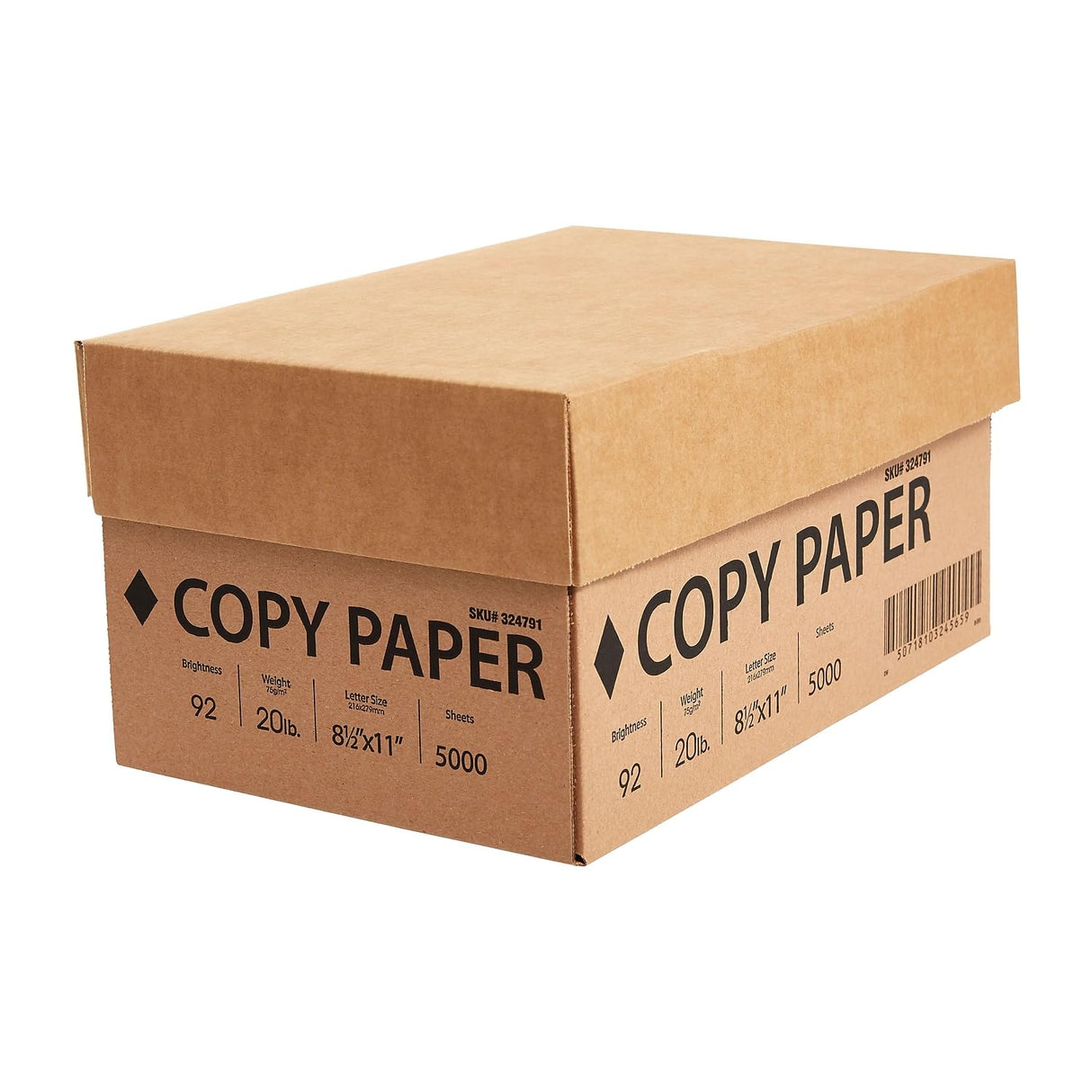 Staples 8.5 x 11 Copy Paper, 20 lb, 92 Brightness, 5000 Sheets/Carton (324791) STAPLES