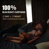 INOVADAY 100% Blackout Curtains for Bedroom, Black Out Curtains 96 Inch Long, Clip Rings Linen Blackout Drapes, Thermal Insulated Room Darkening for Living Room, 2 Panels - Beige,W50xL96 INOVADAY