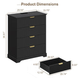 ProsperHaven Fluted Dresser with 4 Drawers for Bedroom, 36.6" Tall Dresser with Charging Station, Wooden Chest of Drawers for Bedroom, Living Room, Entryway, Black ProsperHaven