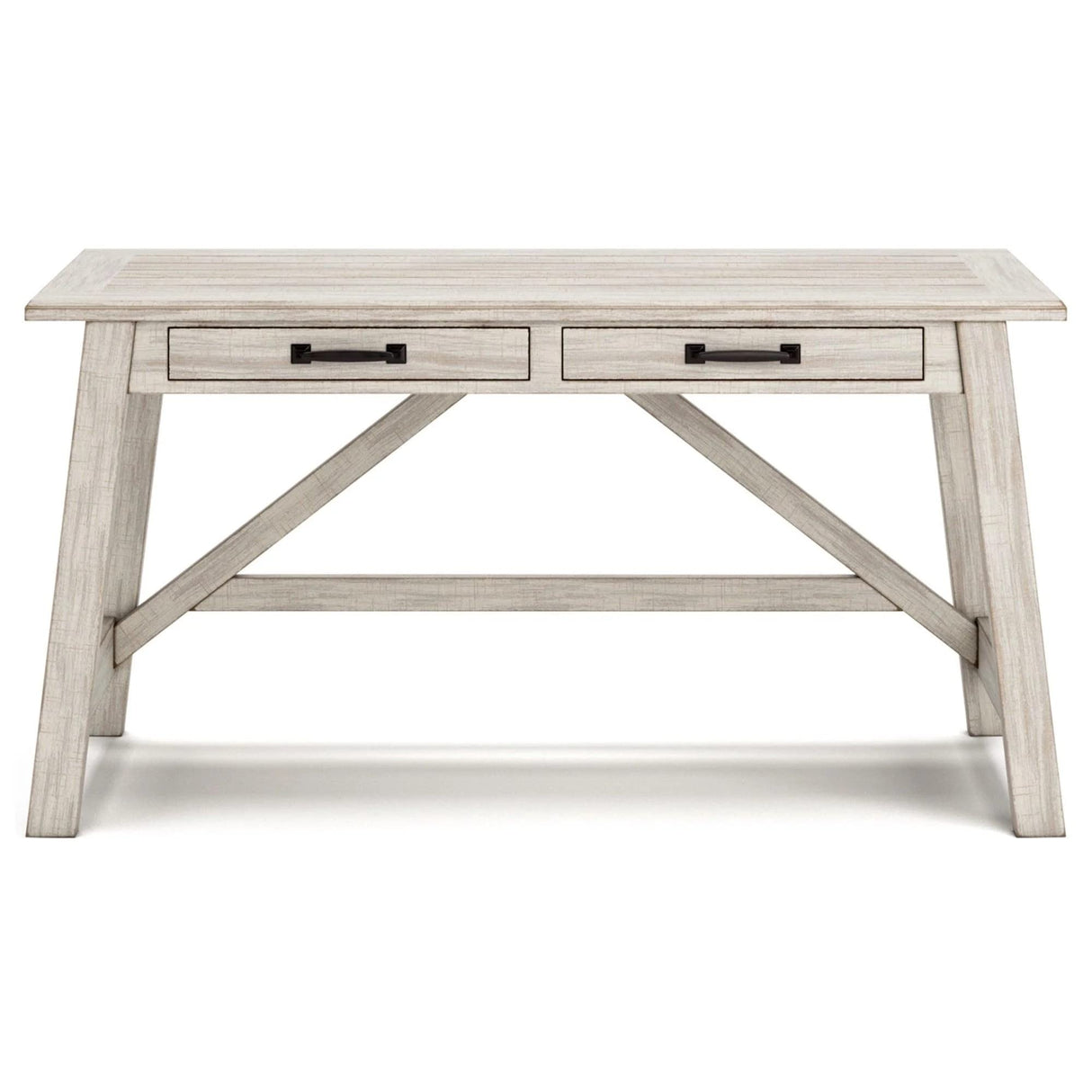 Signature Design by Ashley Carynhurst Farmhouse 60" Home Office Desk with Drawers, Distressed White Signature Design by Ashley