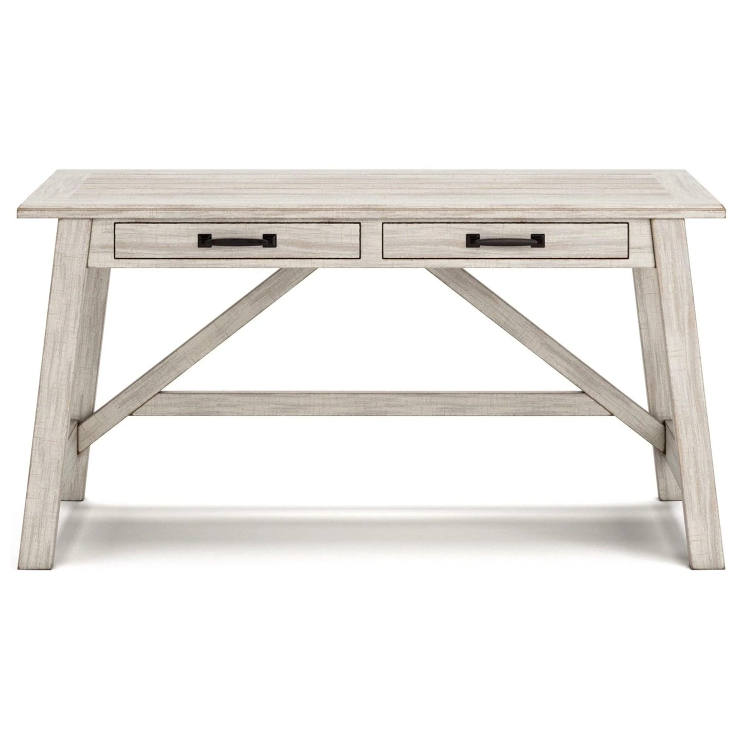 Signature Design by Ashley Carynhurst Farmhouse 60" Home Office Desk with Drawers, Distressed White - WoodArtSupply