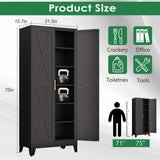 75" Tall Metal Kitchen Pantry Storage Cabinet with 2 Doors and 5 Adjustable Shelves, White Food Freestanding Cupboard for Kitchen, Dining Room, Bathroom and Garage (Black) pozdeg