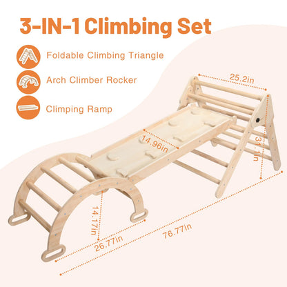 JungleDove 5 in 1 Wooden Climbing Toys for Toddlers - Foldable Climbing Triangle,Arch Climber, Climp Ramp - Montessori Toys for Babies Kids Climbing Toys Indoor & Outdoor - Girls & Boys Gift