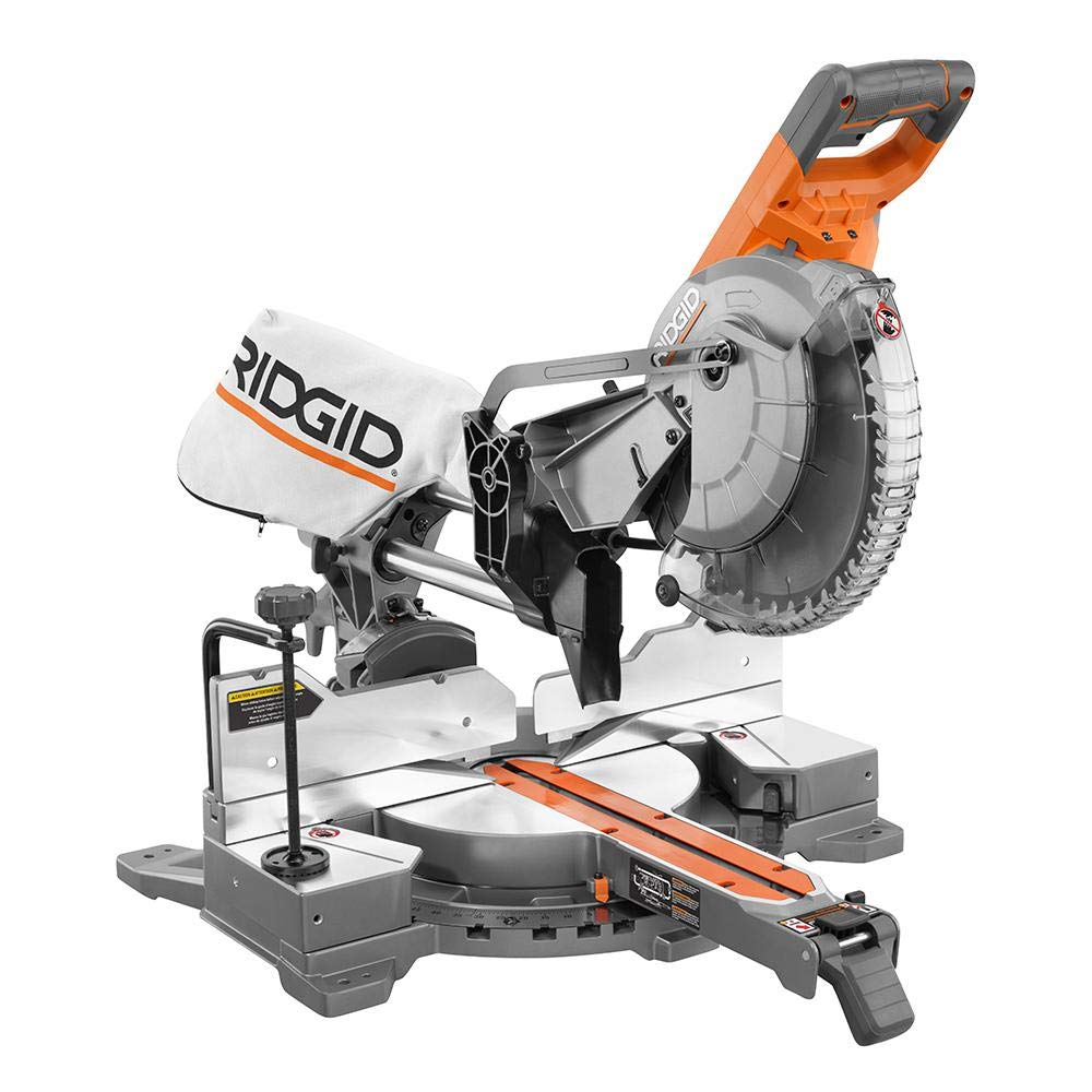 Ridgid R4210 15 Amp 10 Inch Corded Dual Bevel Sliding Miter Saw with 70° Miter Capacity - WoodArtSupply