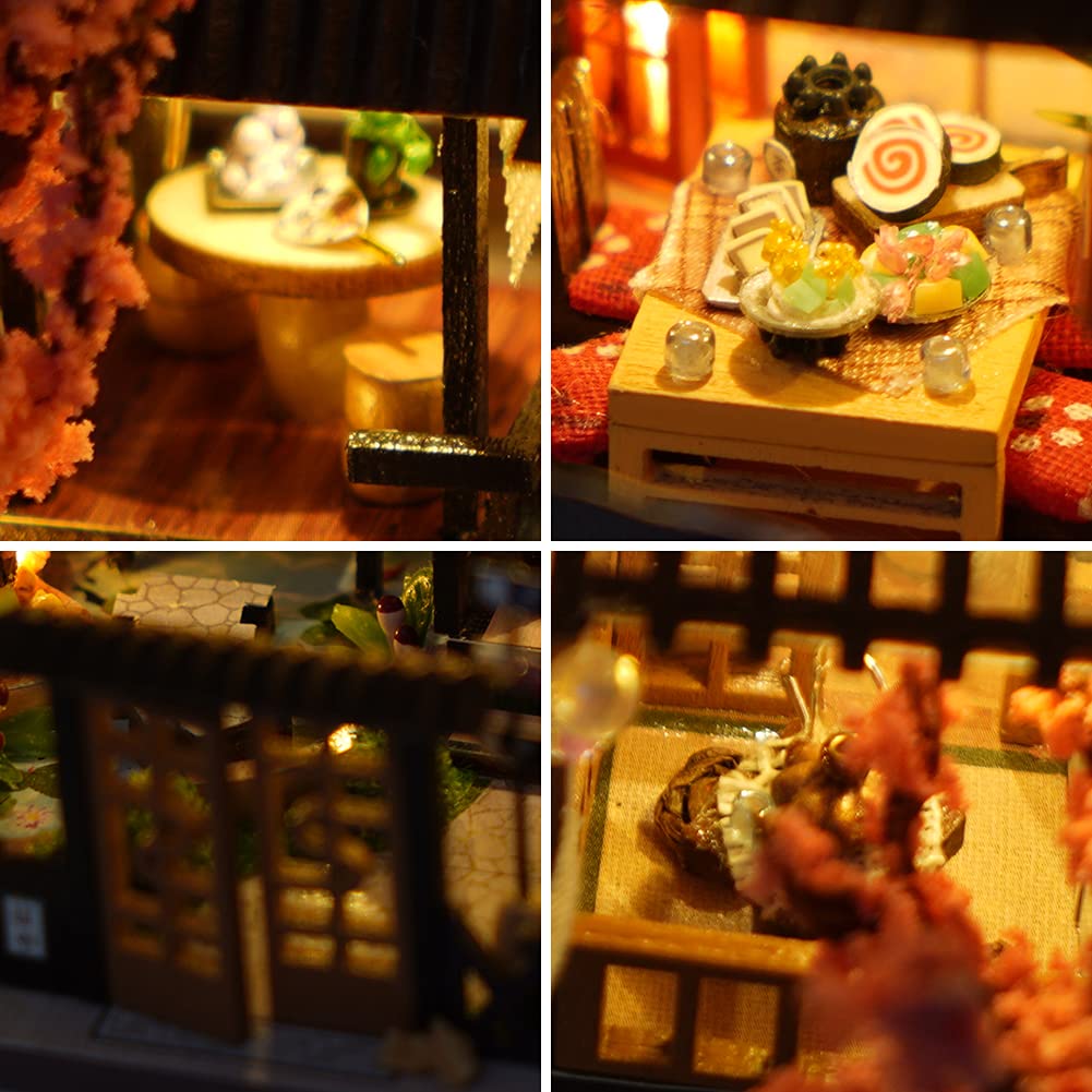 TOPBSFARNY Miniature Wooden Dollhouse Japanese/Seaside/Car House Market DIY Doll House Kit Villa Building 3D Model Creative Gifts for Friend and Parents (Japanese Style Villa) TOPBSFARNY