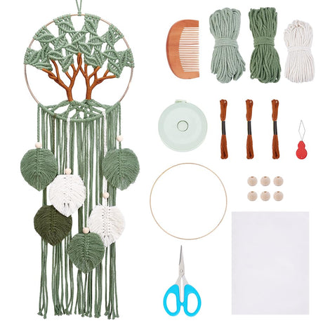 ACRNIGHEET Tree of Life Dream Catcher Macrame Kit for Adults Beginners Macrame Leave Wall Hanging Decor with Video Tutorials Handmade Woven Boho Home Decor for Bedroom Dorm Decoration ACRNIGHEET