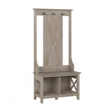 Bush Furniture Key West 66-inch Hall Tree with Shoe Storage Bench, Washed Gray (KWS166WG-03) Bush Business Furniture
