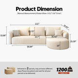 Settab 111" Modular Sectional Couches Luxury Modern Curved Back Sofa,Minimalist Comfy L-Shape Boneless Cloud Couch for Living Room Apartment,(Right Facing Chaise,White) Settab