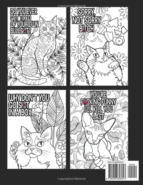 Swearing Cats Catitude: Coloring Book of Funny Kitty Memes For Adult Relaxation WoodArtSupply