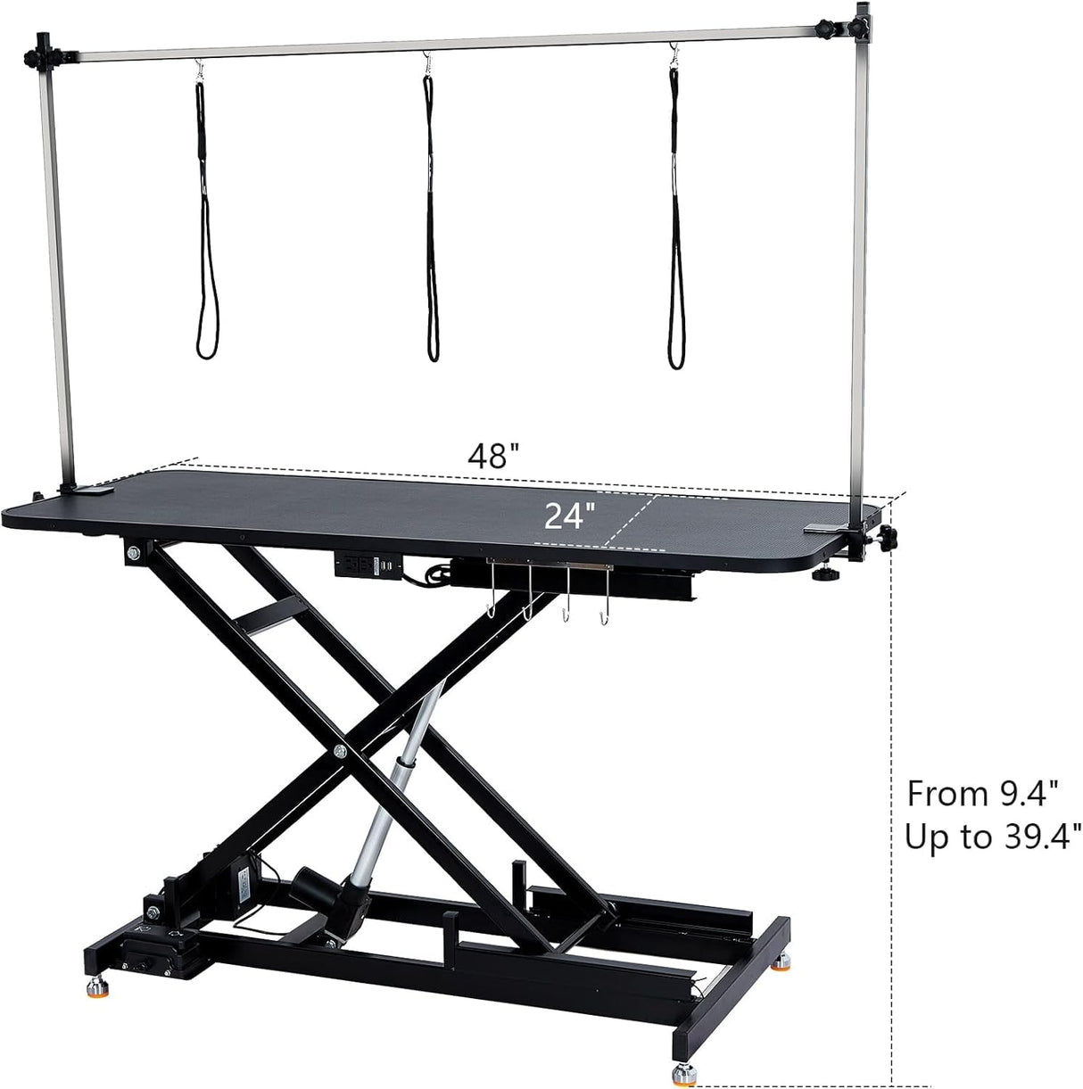 48" Electric Dog Grooming Table, Heavy Duty X-Lift Structural Hydraulic Max Load 350Lbs Professional Pet Grooming Table for Dogs&Cats with Adjustable Overhead Arm, Noose Height Range 9.4''-39.4'' Towallmark