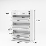 ODUWA Shoe Storage Cabinet with 3 Flip Drawers and 2 Storage Drawers,Easy to Store 18-25 Pairs of Shoes,White Wood Shoe Storage Cabinet for Entryway,Hallway,PVC Door with Shape ODUWA