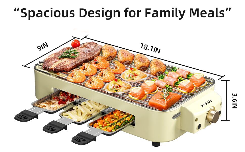 AORAN Indoor Grills Electric Smokeless – Versatile Smokeless Indoor Grill for Home Cooking, Featuring Indoor Grills Electric Smokeless, Skillet Griddle, and Kitchen Griddle White aoran kitchen