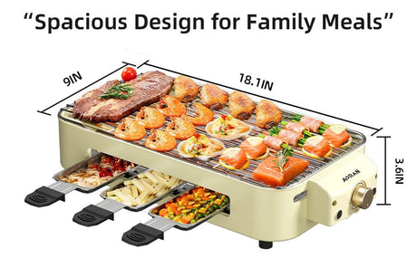 AORAN Indoor Grills Electric Smokeless – Versatile Smokeless Indoor Grill for Home Cooking, Featuring Indoor Grills Electric Smokeless, Skillet Griddle, and Kitchen Griddle White aoran kitchen
