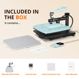 HTVRONT Heat Press Machine for T-Shirts, Heat Press 15 x 15 Professional Heats Up Fast & Distribute Heat Evenly, Swing Away T-Shirt Press Machine for HTV, Sublimation, Heat Transfer Projects (Blue) HTVRONT