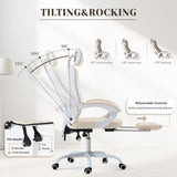 Ergonomic Office Chair, Adjustable Lumbar Support, 400LBS Capacity, Retractable Footrest, Breathable Mesh Back Gaming, Adjustable Headrest kimupa