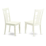 East West Furniture Logan Kitchen Dining Stylish Back Solid Wood Seat Chairs, Set of 2, Linen White East West Furniture