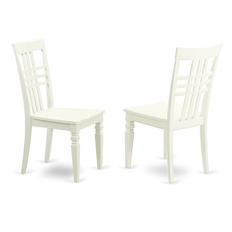 East West Furniture Logan Kitchen Dining Stylish Back Solid Wood Seat Chairs, Set of 2, Linen White East West Furniture