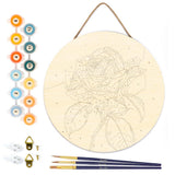 Figured'Art Paint by Numbers Kit for Adults on Wood Slice, 11.8in Diameter - Red Rose - Craft Art Painting DIY Canvas Figured'Art