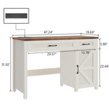 Emirde Farmhouse 47" Executive Desk, Computer Desks with Drawers and Storage Cabinet, Workstation Computer Desk for Home Office, Study.(White Emirde