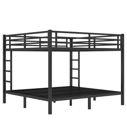 JIJIWANG Metal King Over King Bunk Bed for Teens and Adults,Space-Saving/Noise Reduced/No Box Spring Needed, Black