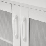 Panana TV Stand Television Stands Cabinet with 2 Doors 4 Open Cubby Storage Cabinets for Living Room Bedroom for TVs up to 70 Inches (White, 62.99 inch) Panana