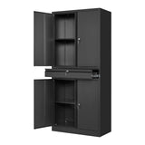 Yizosh Metal Garage Storage Cabinet with Locking Doors and Adjustable Shelves, Tool Storage Cabinet with 1 Drawer - 71" Steel Locking Cabinet for Garage, Warehouse (Black) Yizosh