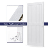 COSHOMER 36in x 84in MDF Sliding Barn Door with 6.6ft Barn Door Hardware Kit & Handle, Pre-Drilled Holes Easy Assembly -Solid Barn Door Slab Covered with Water-Proof PVC Surface, White, H-Frame COSHOMER